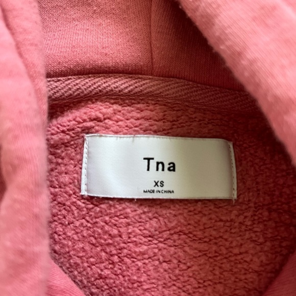 TNA pink cropped hoodie with stripes on the sleeve - Picture 3 of 6